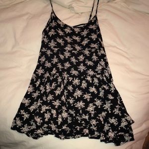 Black and crane floral design dress
